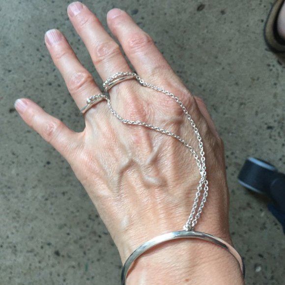 Pamela Love sterling silver bracelet and double ring- on chain - Picture 5 of 9